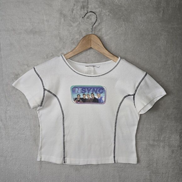 Vintage NSYNC 1999 Tour Womens Shirt Size Small Cropped Baby Band Tee 90s - Picture 2 of 8